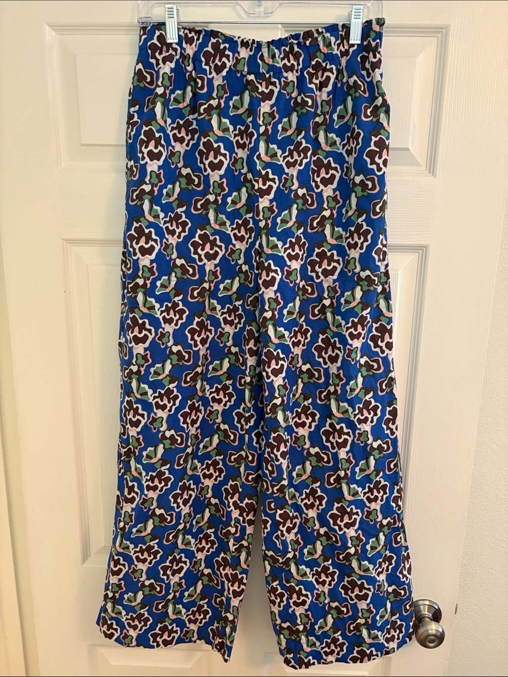 MIRTH Blue Floral Print Wide-Leg Bottoms